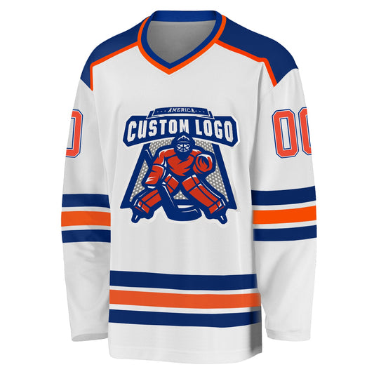 Custom White Orange-Royal Hockey Jersey - Sky-Custom