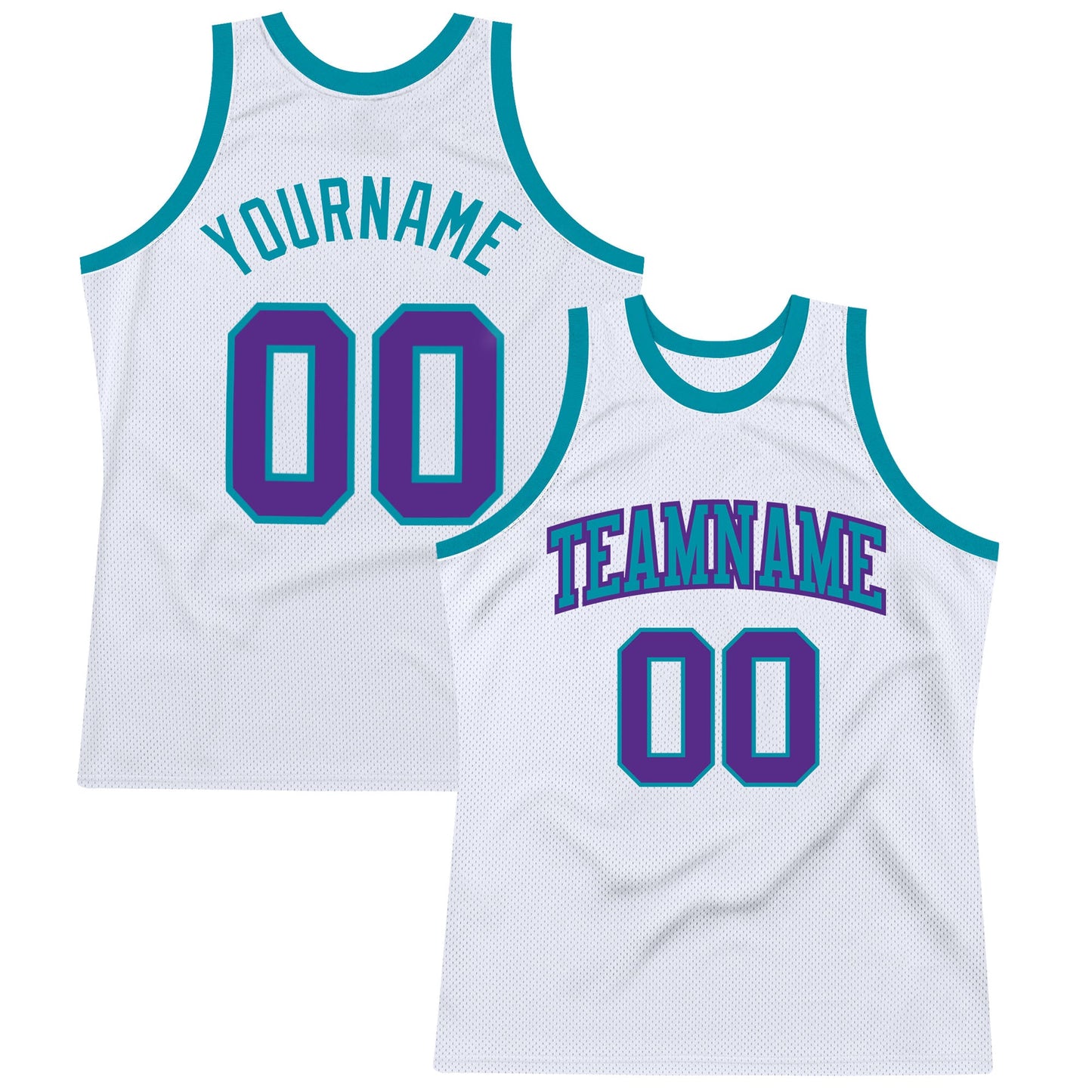 Custom White Purple-Teal Authentic Throwback Basketball Jersey - Sky-Custom