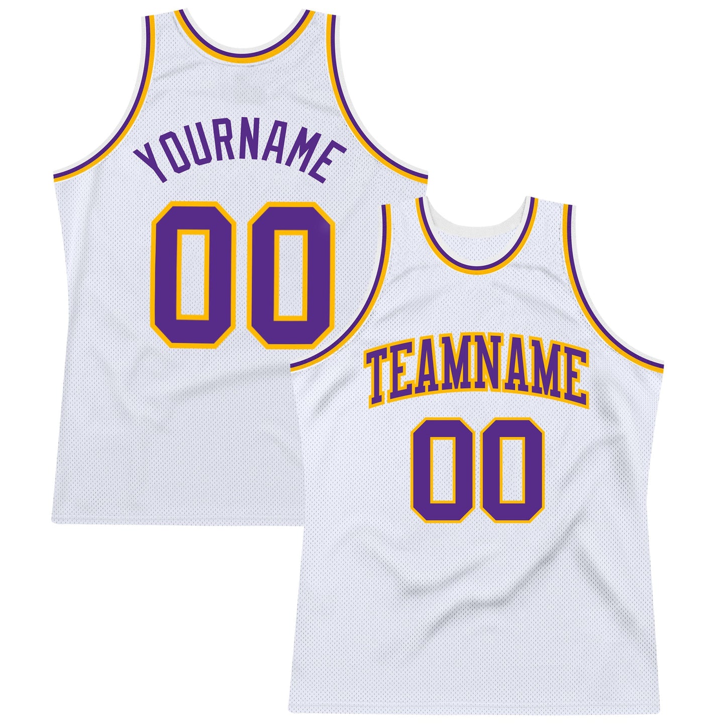Custom White Purple-Gold Authentic Throwback Basketball Jersey - Sky-Custom