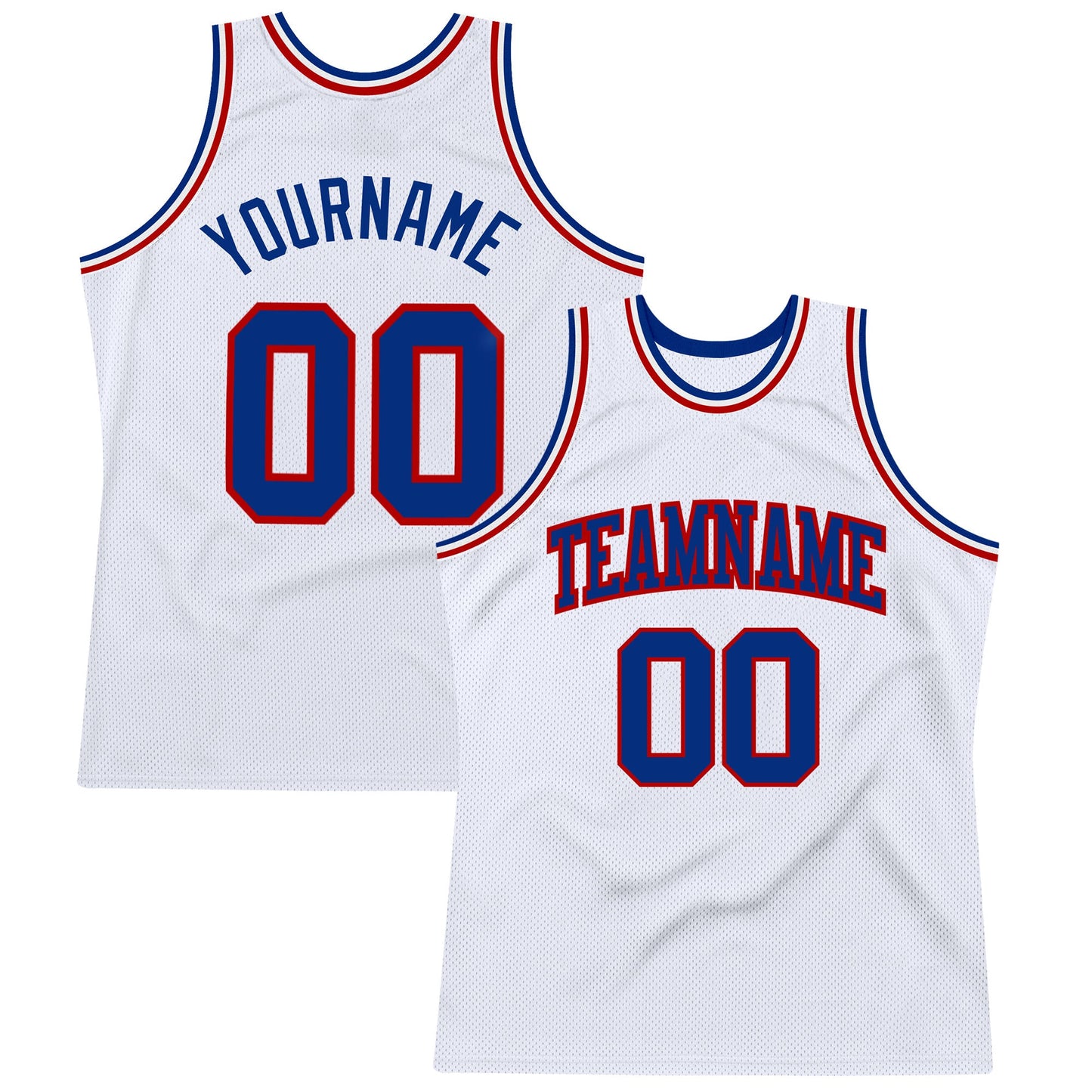 Custom White Royal-Red Authentic Throwback Basketball Jersey - Sky-Custom