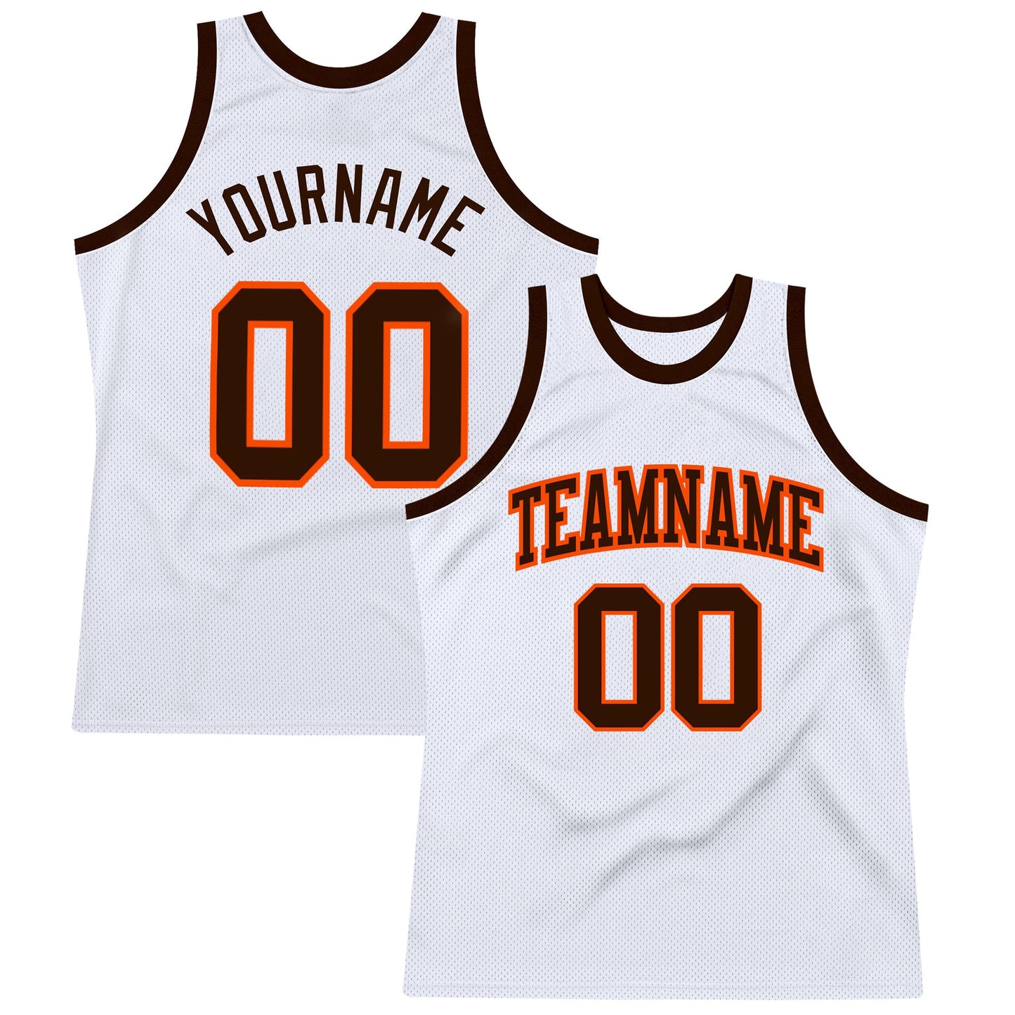 Custom White Brown-Orange Authentic Throwback Basketball Jersey - Sky-Custom