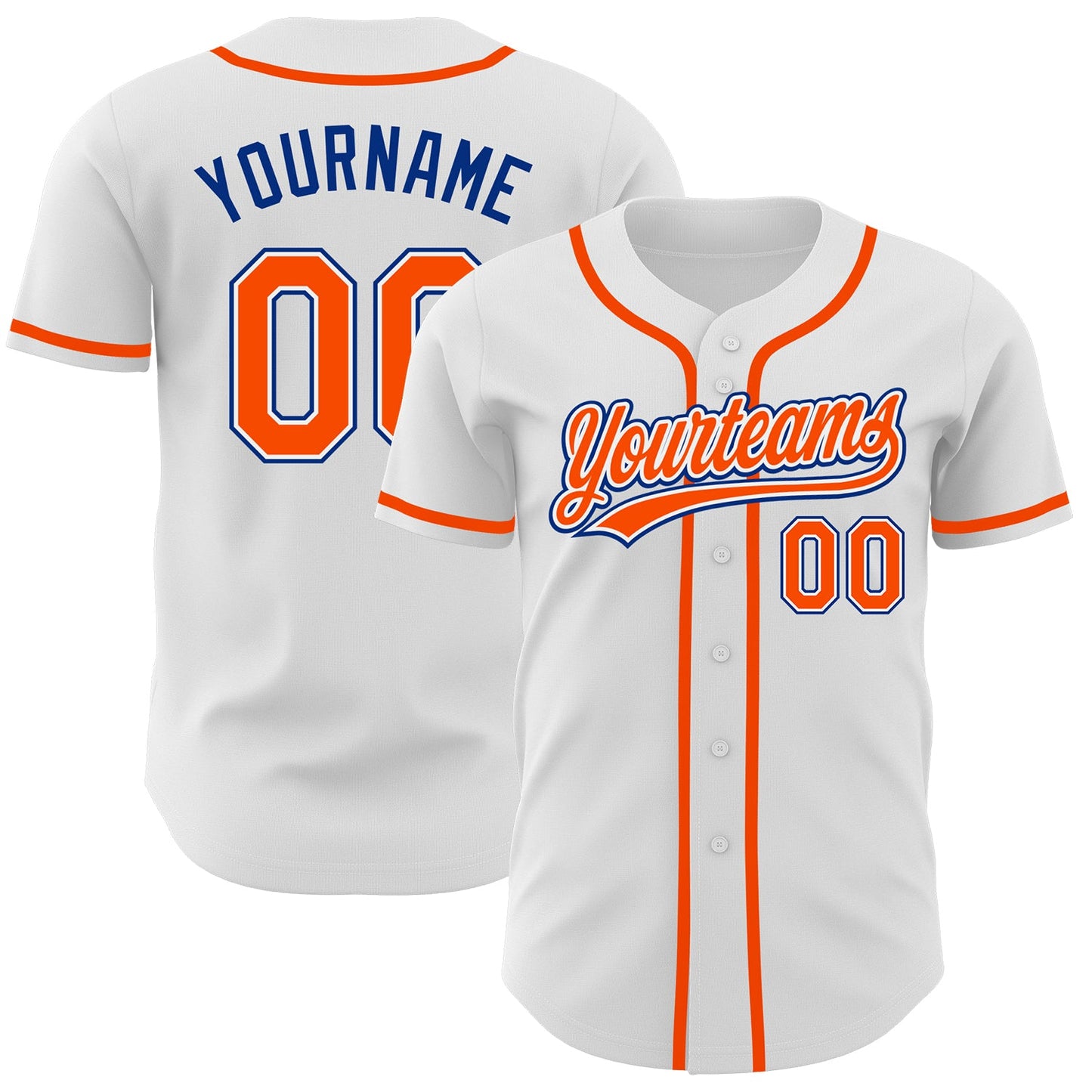 Custom White Orange-Royal Authentic Baseball Jersey - Sky-Custom