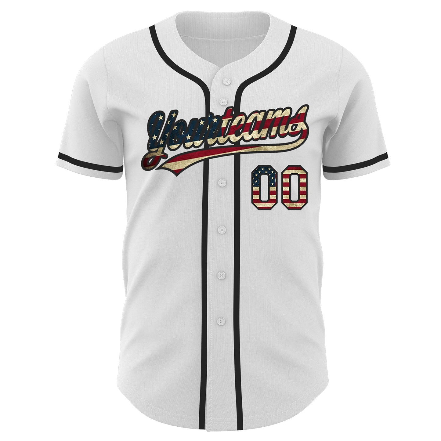 Custom White Vintage USA Flag-Black Authentic Baseball Jersey - Sky-Custom