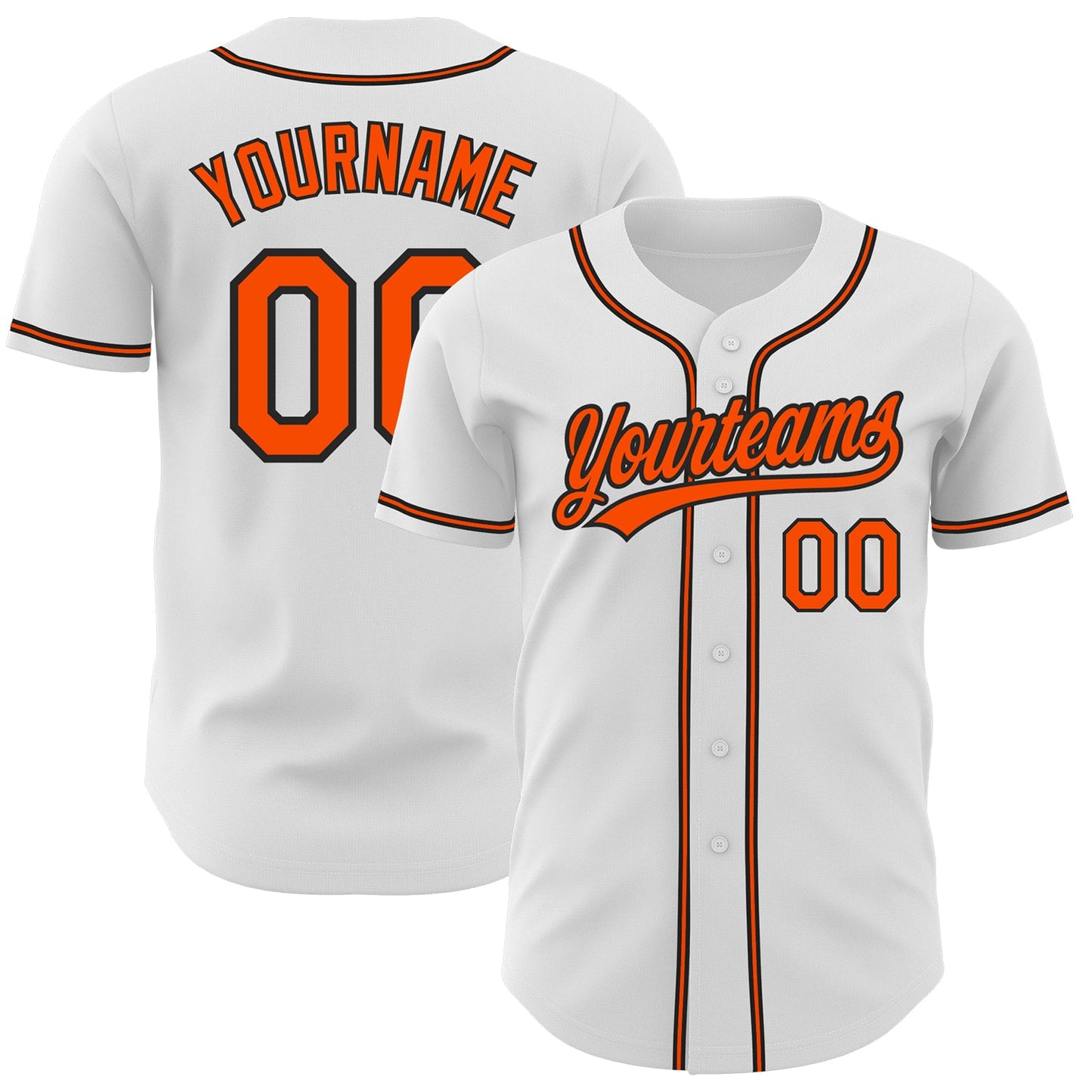 Custom White Orange-Black Authentic Baseball Jersey - Sky-Custom