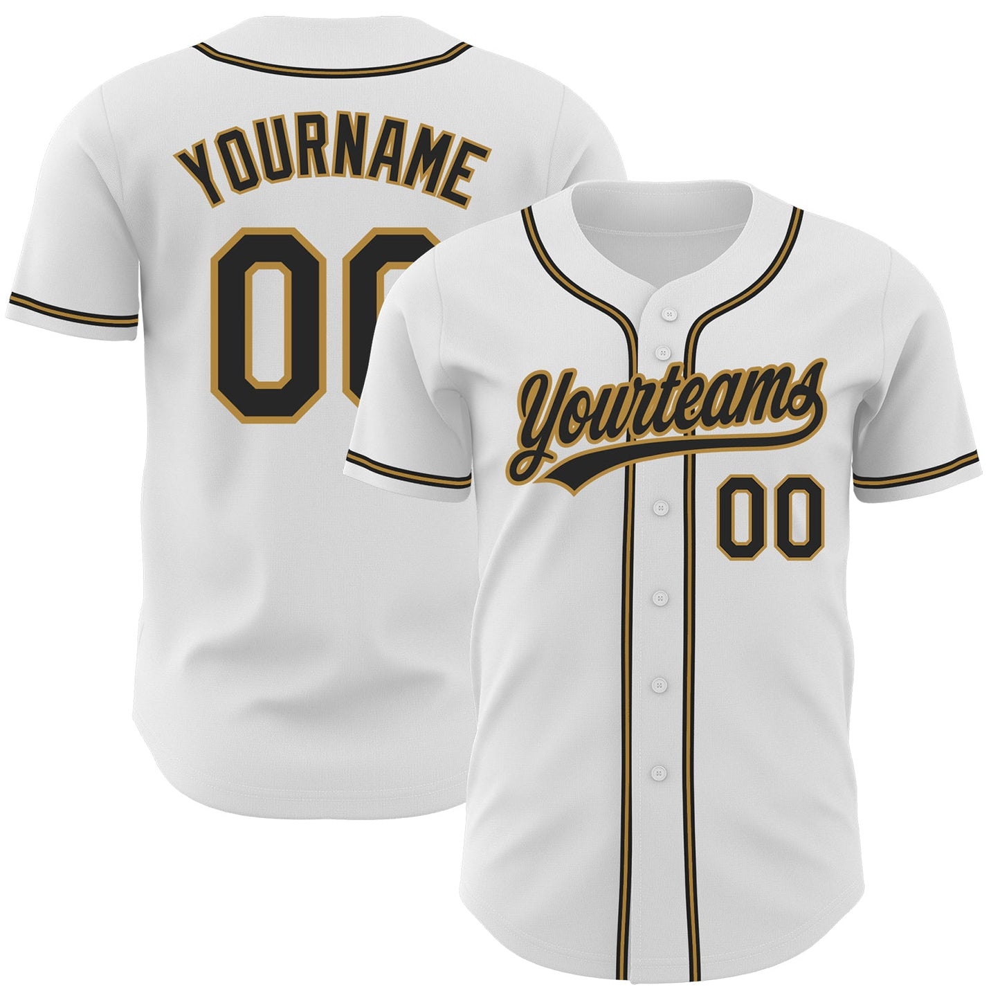Custom White Black-Old Gold Authentic Baseball Jersey - Sky-Custom