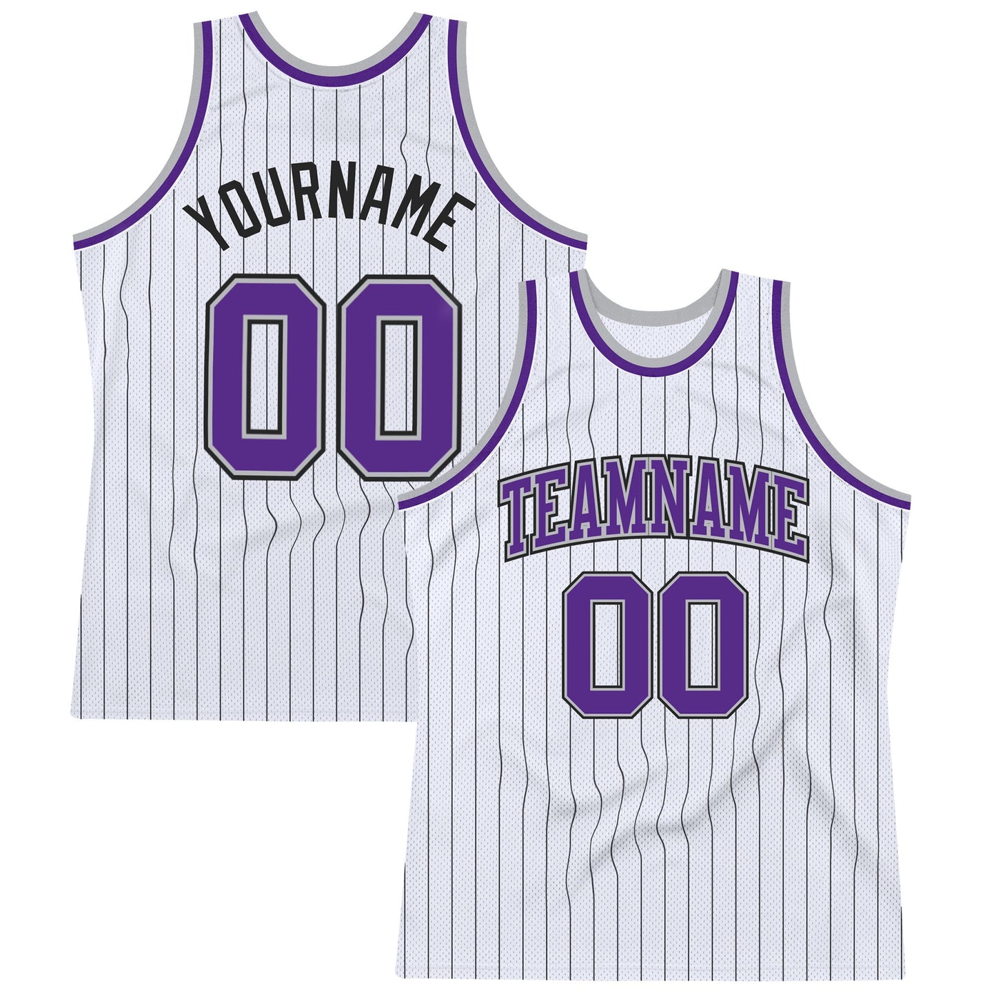 Custom White Black Pinstripe Purple-Gray Authentic Basketball Jersey - Sky-Custom