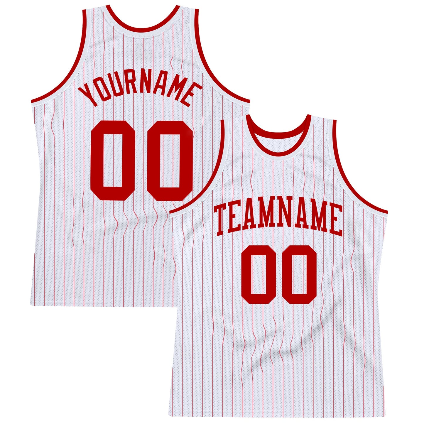Custom White Red Pinstripe Red Authentic Basketball Jersey - Sky-Custom