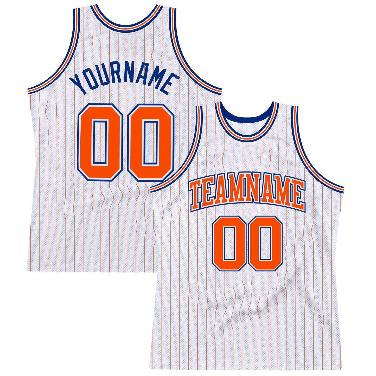 Custom White Orange Pinstripe Orange-Royal Authentic Basketball Jersey - Sky-Custom