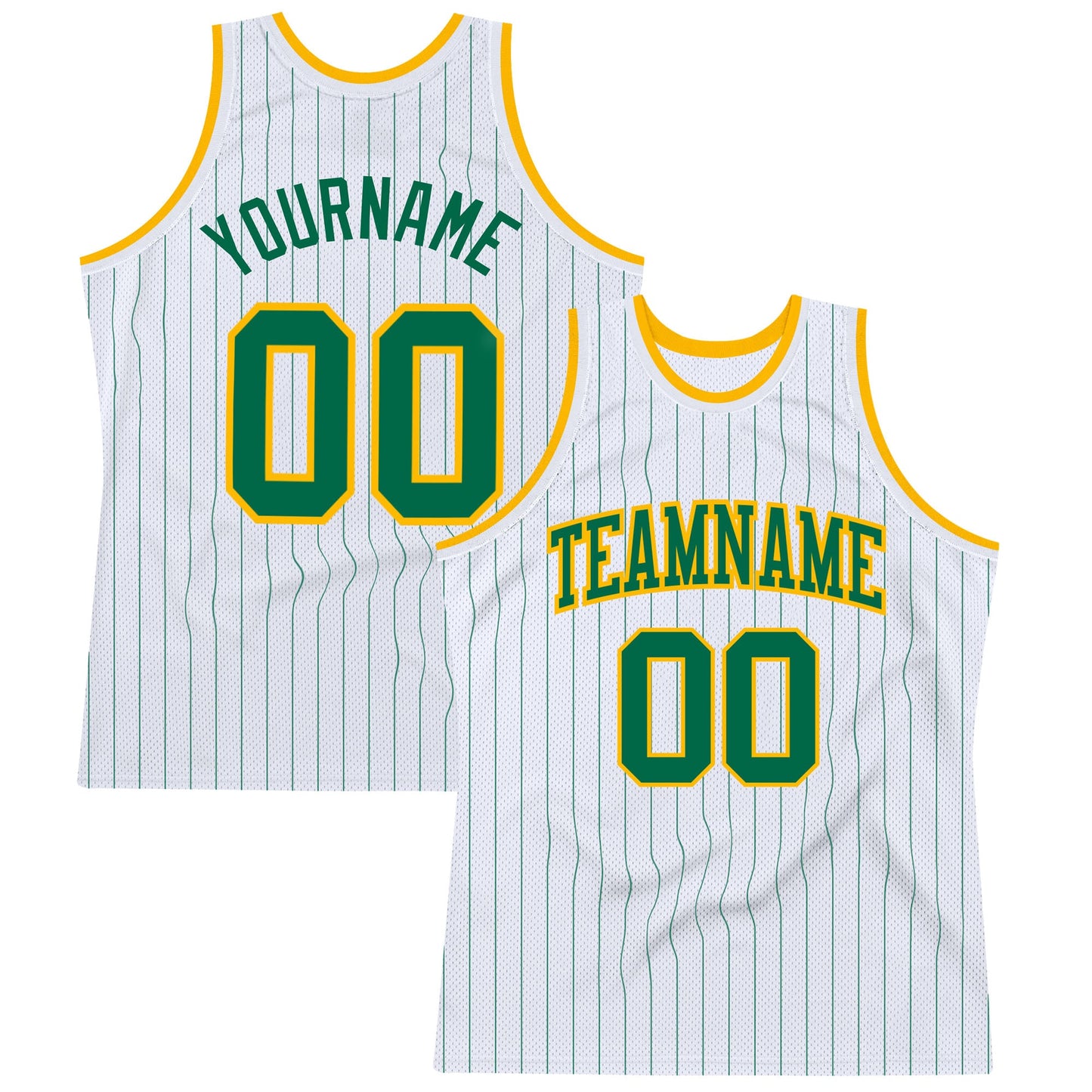 Custom White Kelly Green Pinstripe Kelly Green-Gold Authentic Basketball Jersey - Sky-Custom
