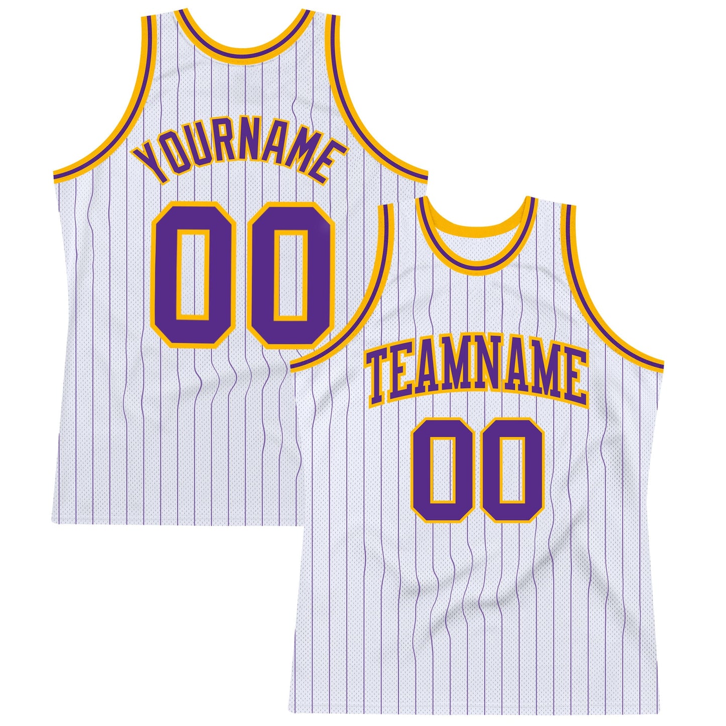 Custom White Purple Pinstripe Purple-Gold Authentic Basketball Jersey - Sky-Custom