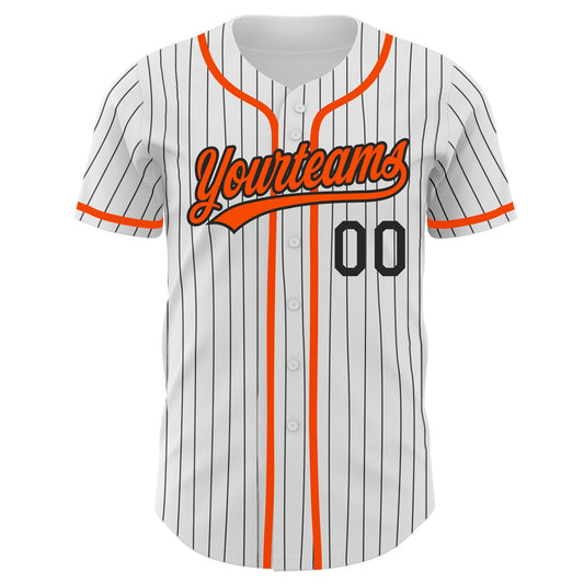 Custom White Black Pinstripe Orange Authentic Baseball Jersey - Sky-Custom