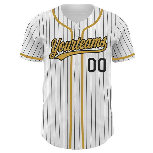 Custom White Black Pinstripe Old Gold Authentic Baseball Jersey - Sky-Custom