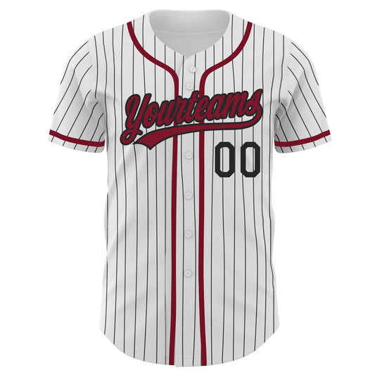 Custom White Black Pinstripe Crimson Authentic Baseball Jersey - Sky-Custom