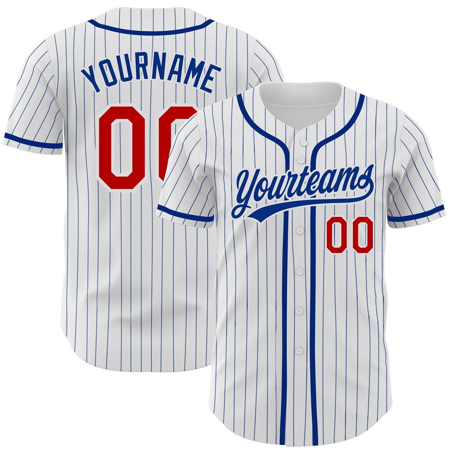 Custom White Royal Pinstripe Red Authentic Baseball Jersey - Sky-Custom