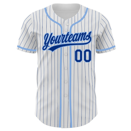 Custom White Royal Pinstripe Royal-Light Blue Authentic Baseball Jersey - Sky-Custom