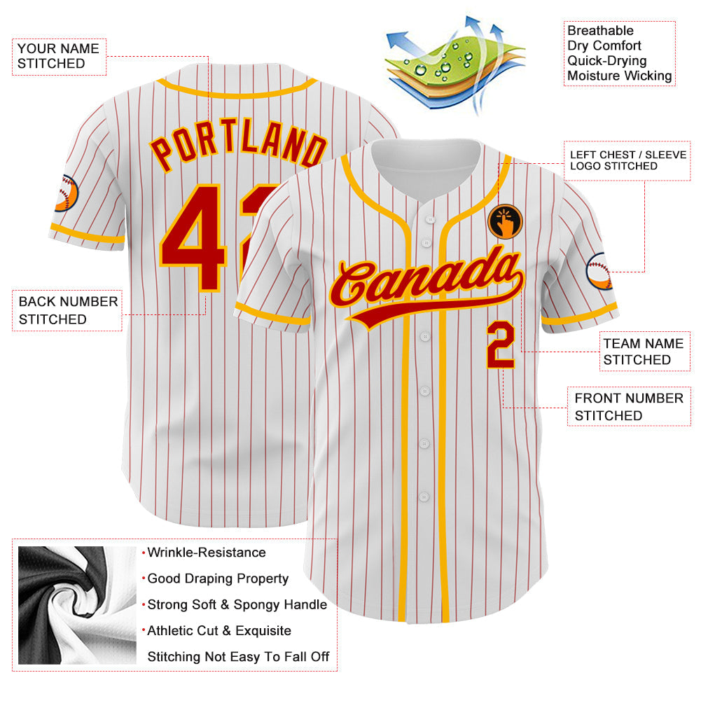Custom White Red Pinstripe Red-Light Blue Authentic Baseball Jersey - Sky-Custom