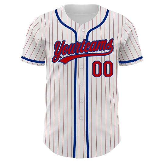 Custom White Red Pinstripe Red-Royal Authentic Baseball Jersey - Sky-Custom