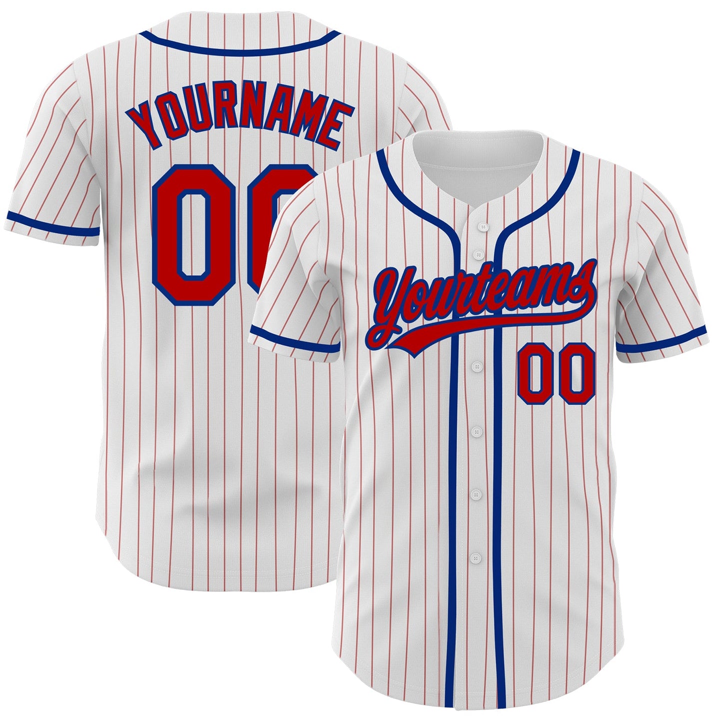 Custom White Red Pinstripe Red-Royal Authentic Baseball Jersey - Sky-Custom