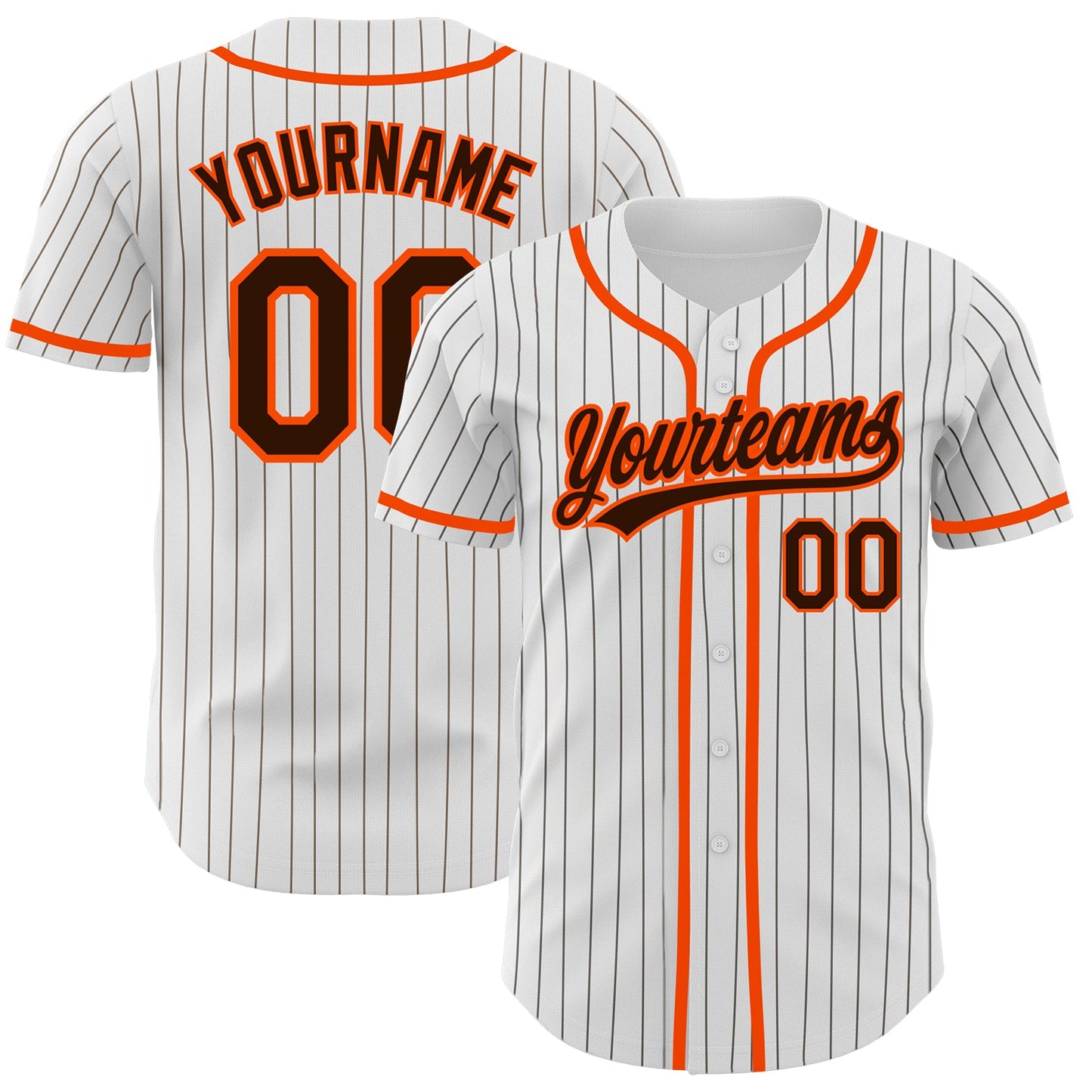 Custom White Brown Pinstripe Brown-Orange Authentic Baseball Jersey - Sky-Custom