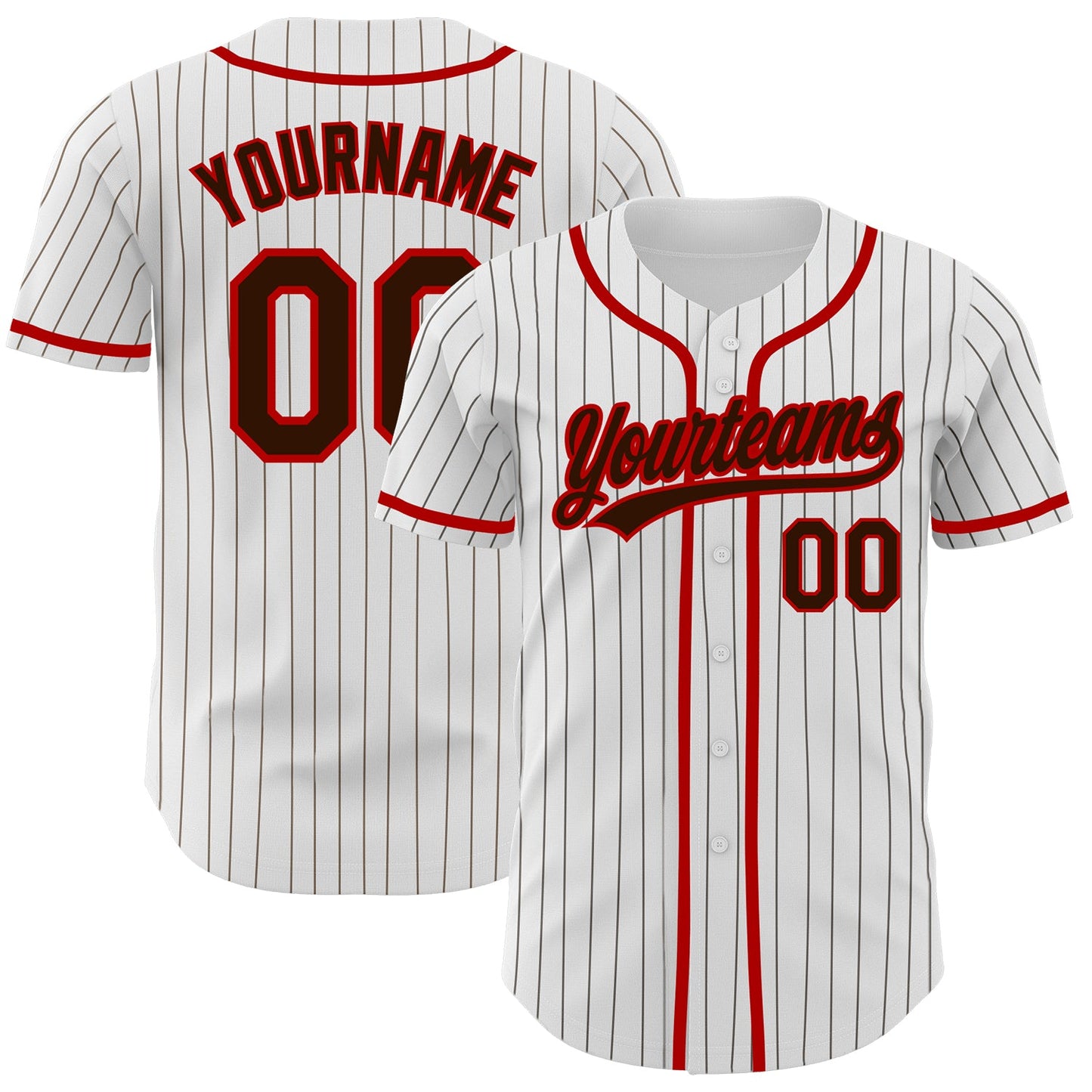 Custom White Brown Pinstripe Brown-Red Authentic Baseball Jersey - Sky-Custom