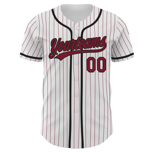 Custom White Crimson Pinstripe Crimson-Black Authentic Baseball Jersey - Sky-Custom