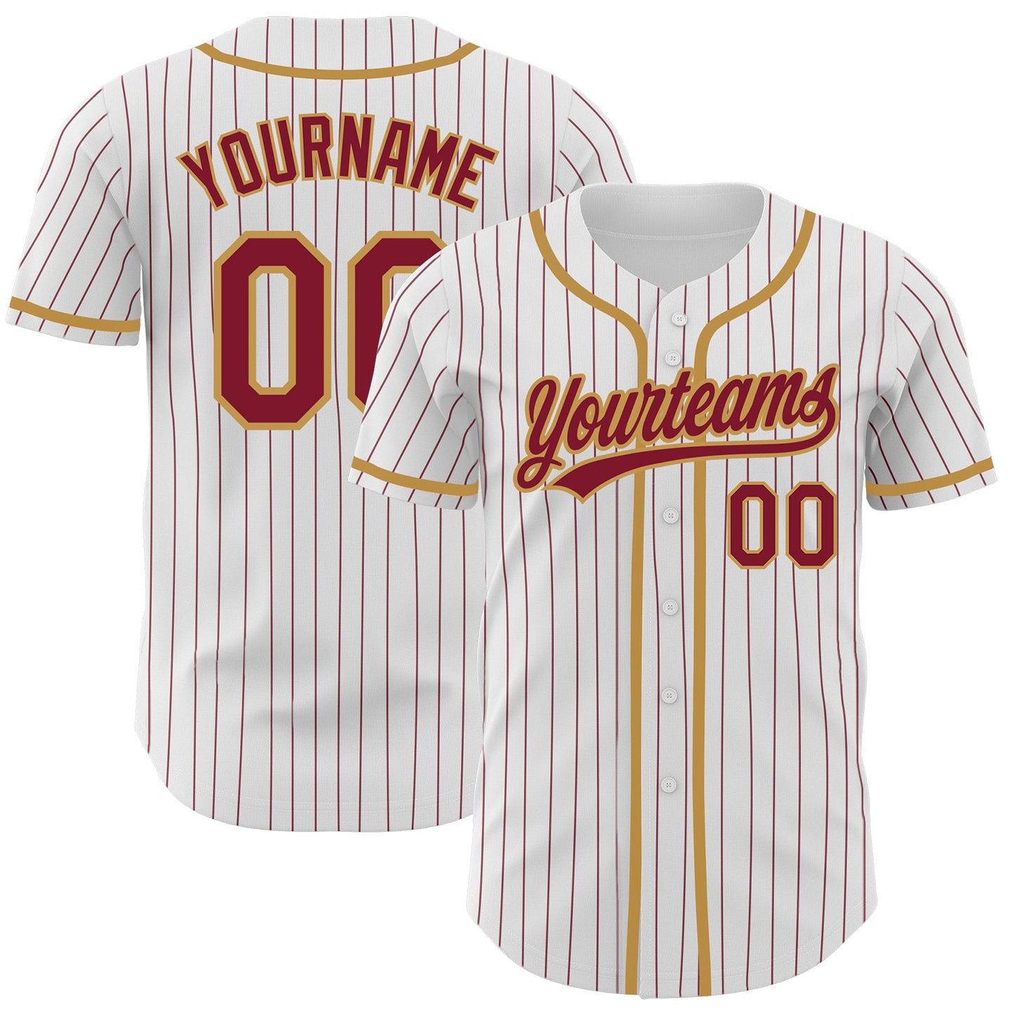 Custom White Crimson Pinstripe Crimson-Old Gold Authentic Baseball Jersey - Sky-Custom