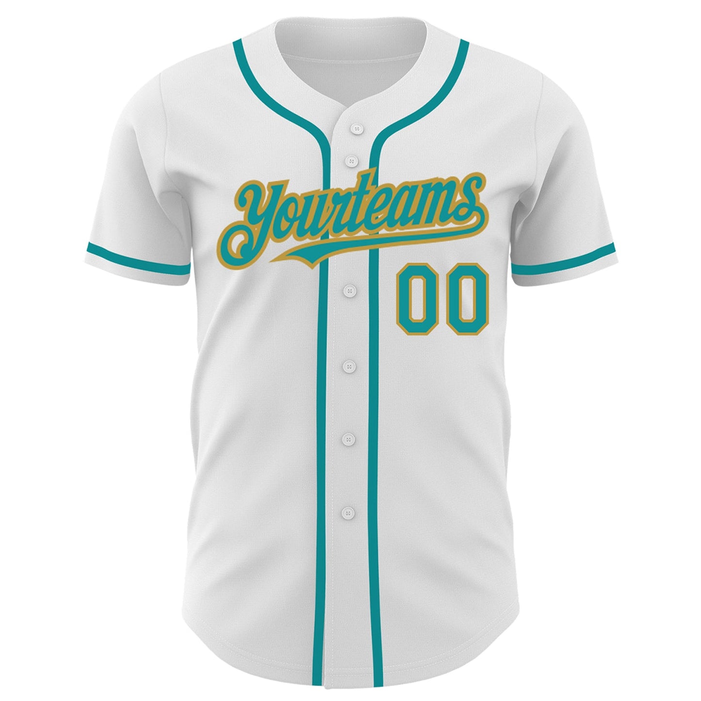 Custom White Teal-Old Gold Authentic Baseball Jersey - Sky-Custom