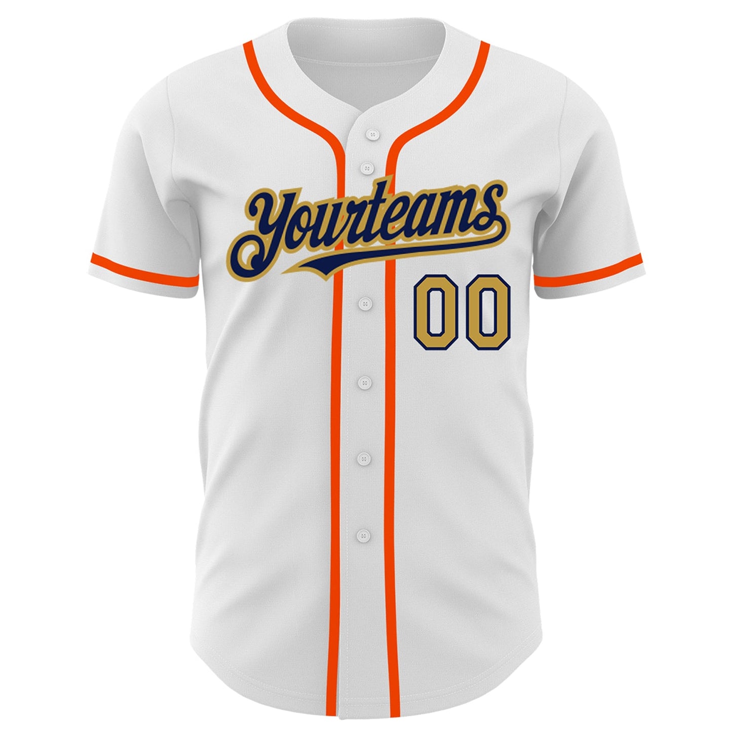Custom White Old Gold Navy-Orange Authentic Baseball Jersey - Sky-Custom