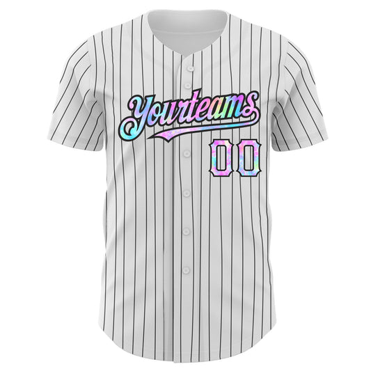 Custom White Black Pinstripe Tie Dye Authentic Baseball Jersey - Sky-Custom