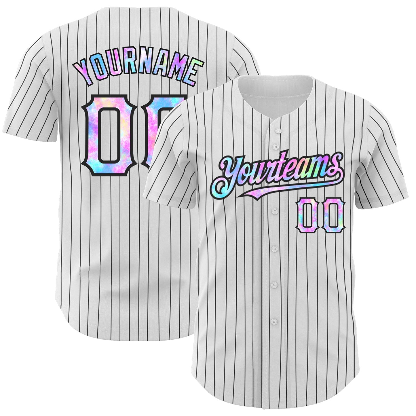 Custom White Black Pinstripe Tie Dye Authentic Baseball Jersey - Sky-Custom