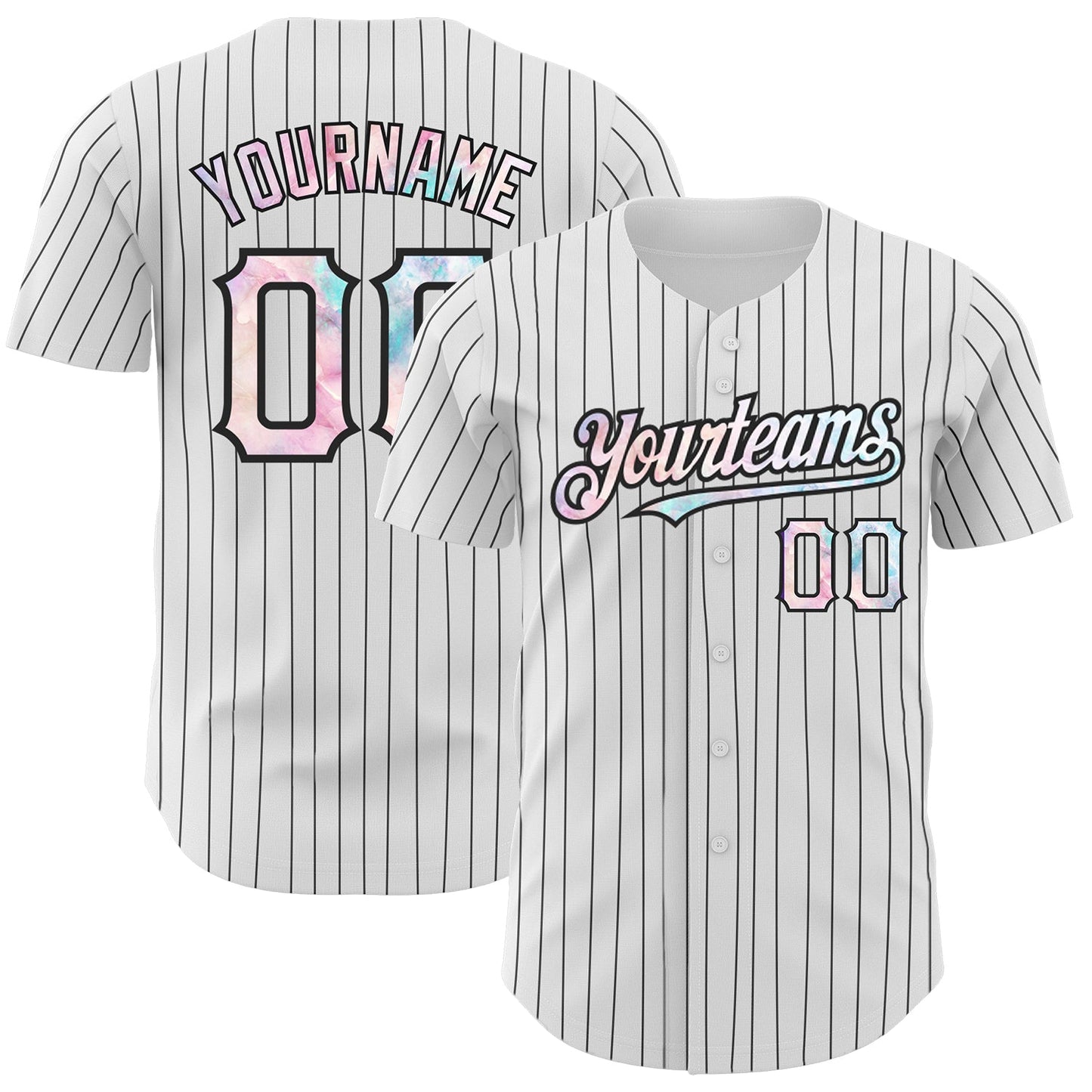 Custom White Black Pinstripe Tie Dye Authentic Baseball Jersey - Sky-Custom