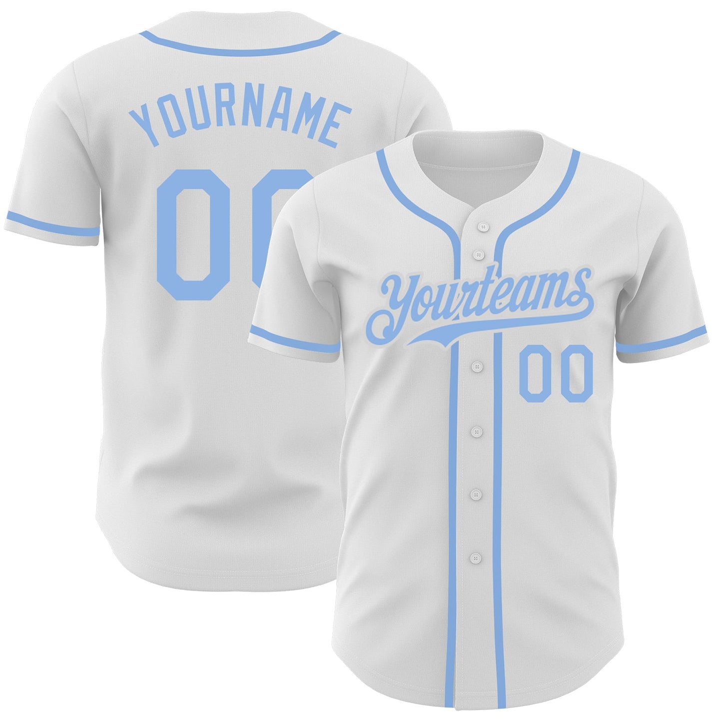 Custom White Light Blue Authentic Baseball Jersey - Sky-Custom