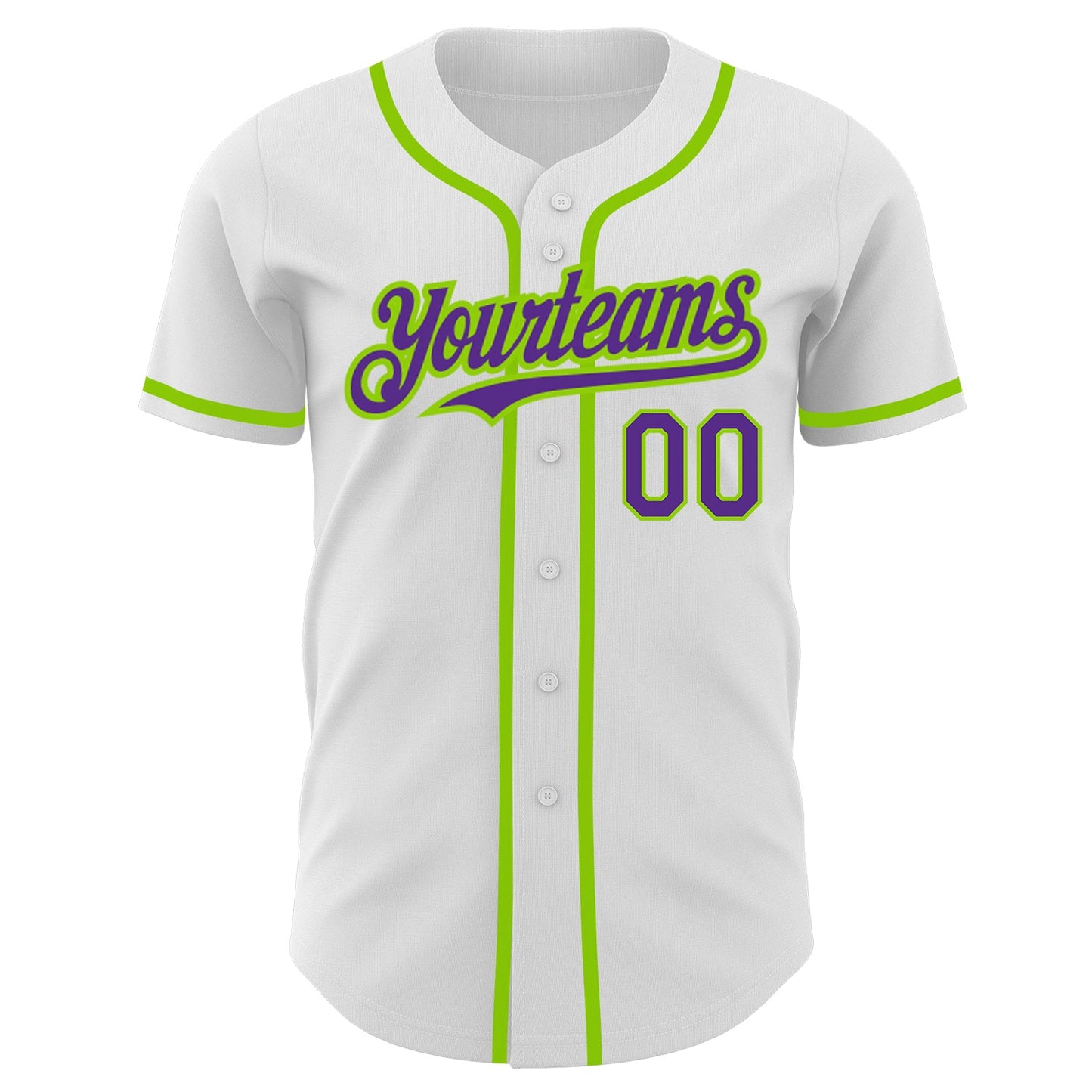 Custom White Purple-Neon Green Authentic Baseball Jersey - Sky-Custom