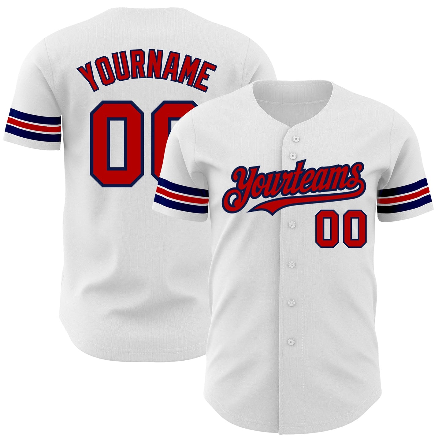 Custom White Red-Navy Authentic Baseball Jersey - Sky-Custom