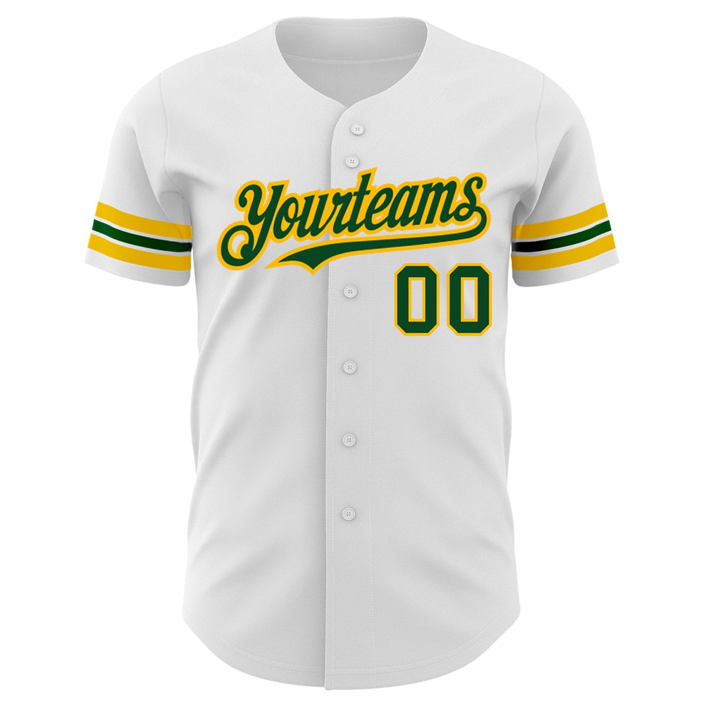 Custom White Green-Gold Authentic Baseball Jersey - Sky-Custom