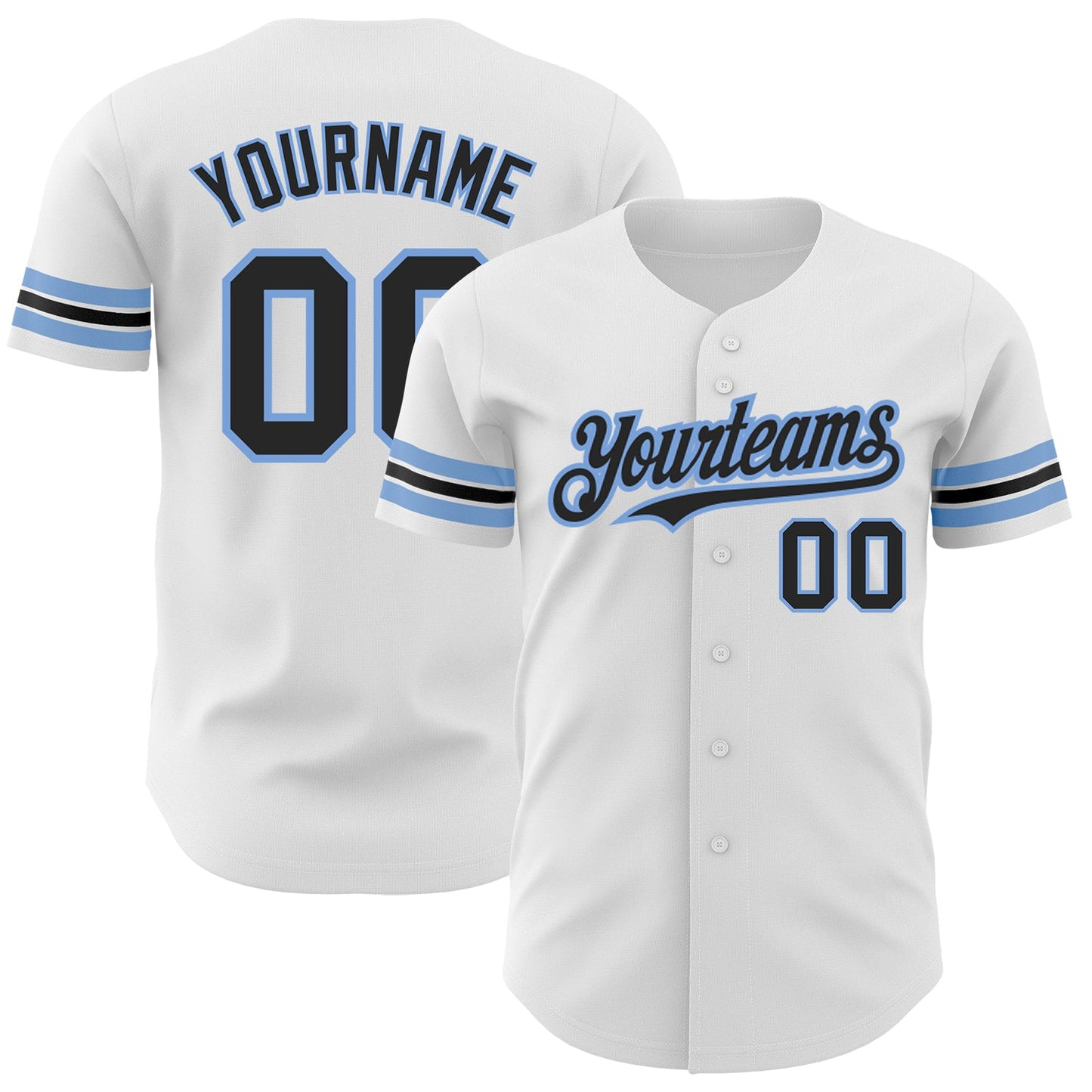 Custom White Black-Powder Blue Authentic Baseball Jersey - Sky-Custom