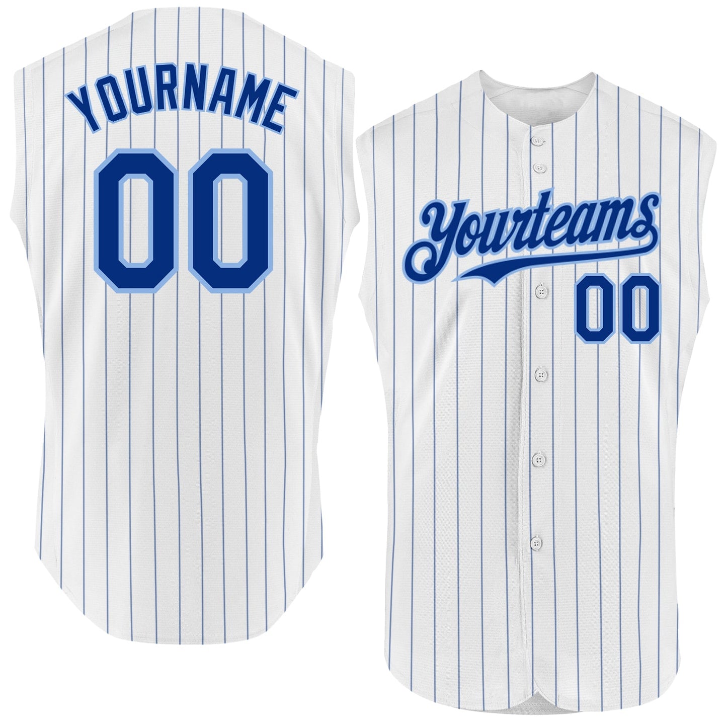 Custom White Royal Pinstripe Light Blue Authentic Sleeveless Baseball Jersey - Sky-Custom