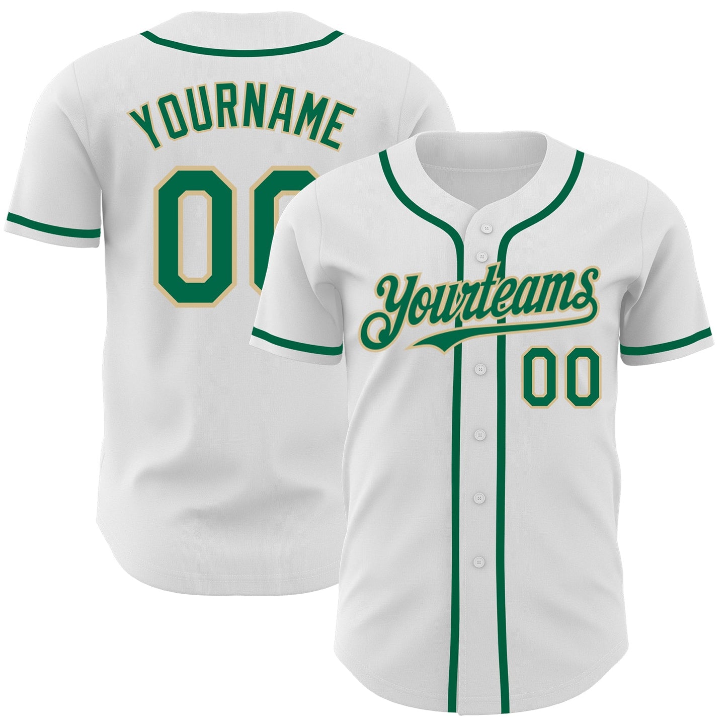 Custom White Kelly Green-Vegas Gold Authentic Baseball Jersey - Sky-Custom
