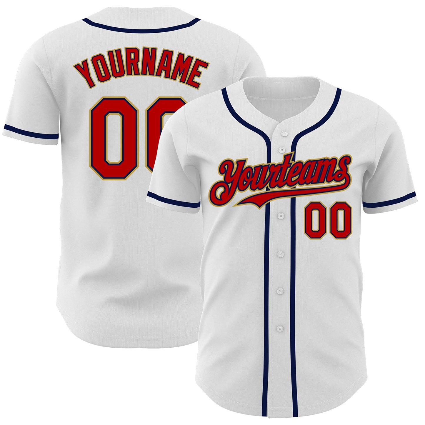 Custom White Red Navy-Old Gold Authentic Baseball Jersey - Sky-Custom
