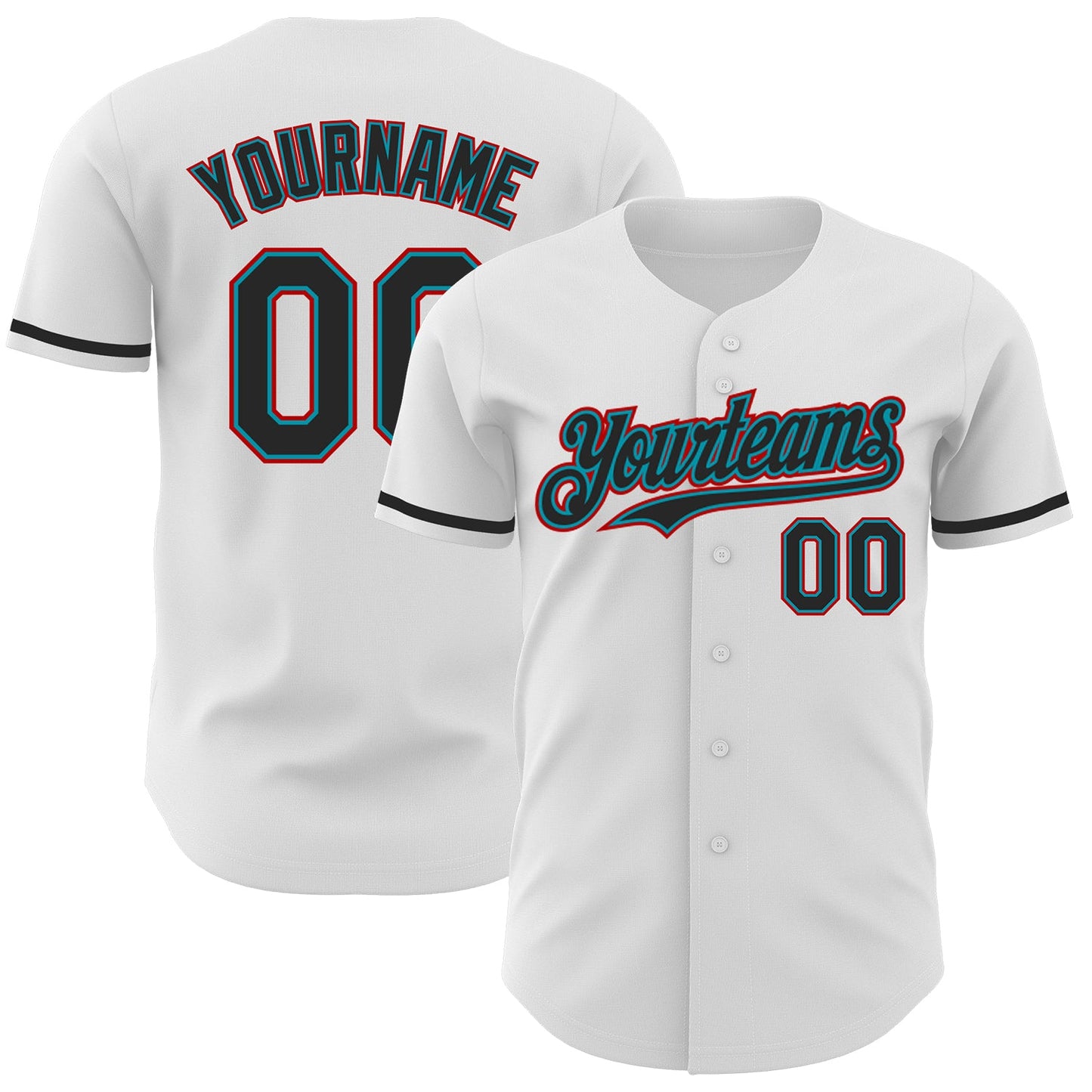 Custom White Black Teal-Red Authentic Baseball Jersey - Sky-Custom