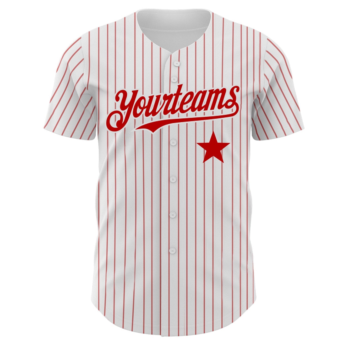 Custom White Red Pinstripe Authentic Red Star Baseball Jersey - Sky-Custom
