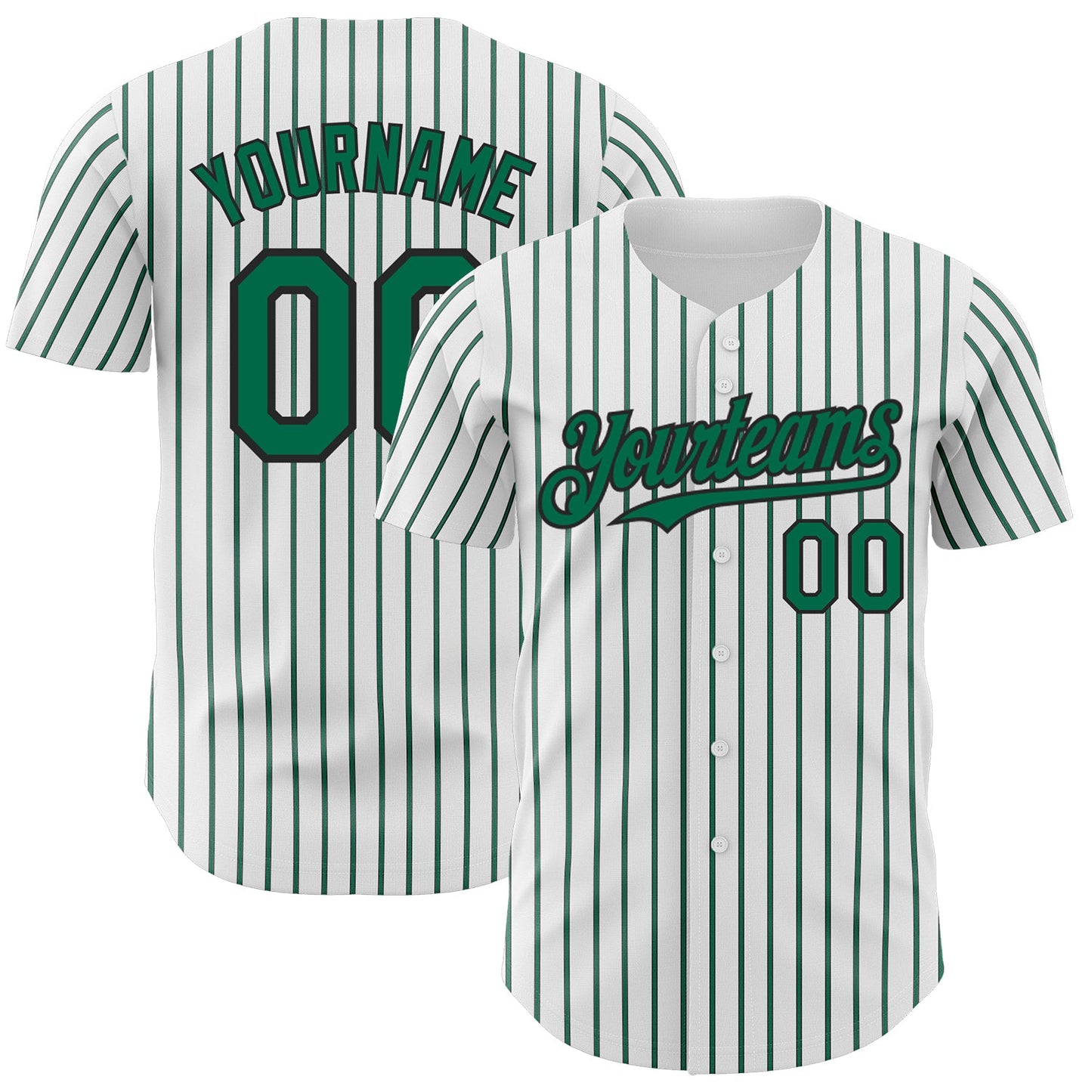 Custom White (Black Kelly Green Pinstripe) Kelly Green-Black Authentic Baseball Jersey - Sky-Custom