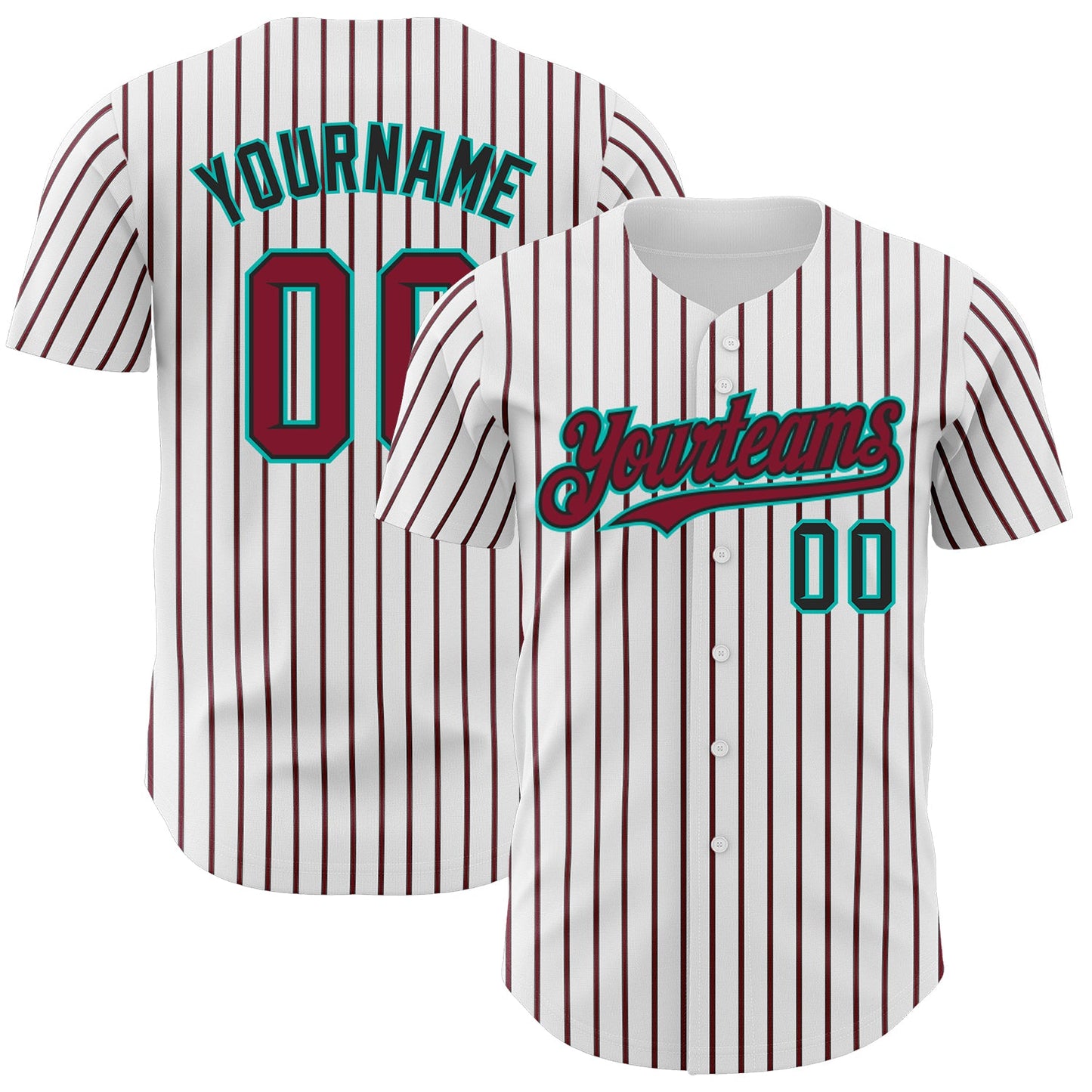 Custom White (Black Crimson Pinstripe) Crimson Black-Aqua Authentic Baseball Jersey - Sky-Custom