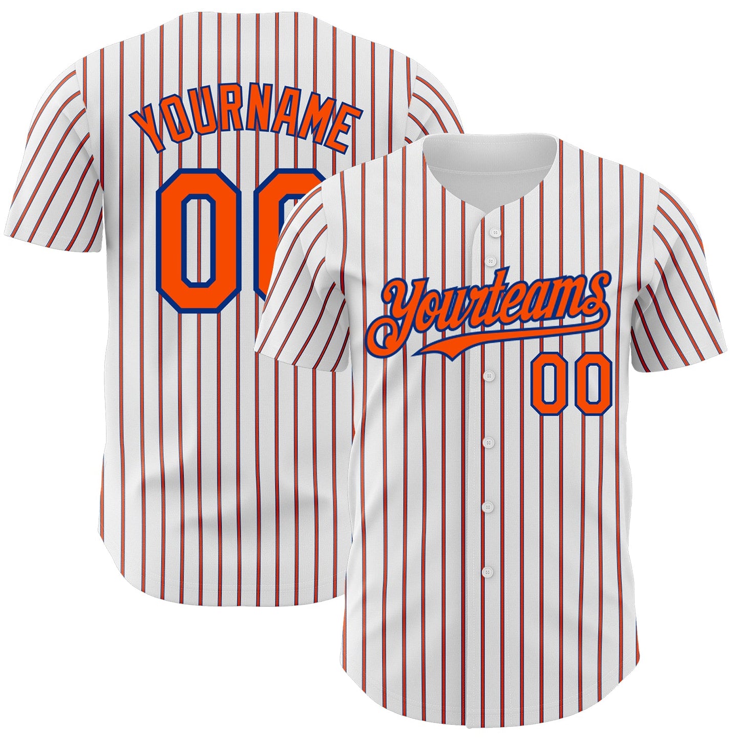 Custom White (Royal Orange Pinstripe) Orange-Royal Authentic Baseball Jersey - Sky-Custom