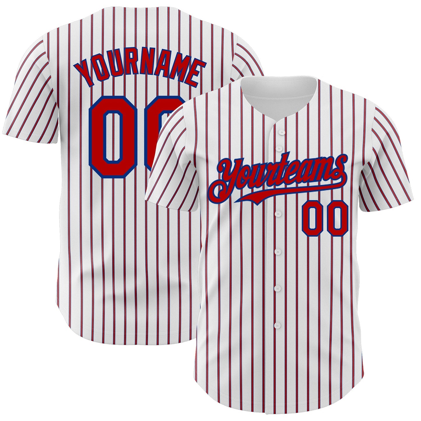 Custom White (Royal Red Pinstripe) Red-Royal Authentic Baseball Jersey - Sky-Custom