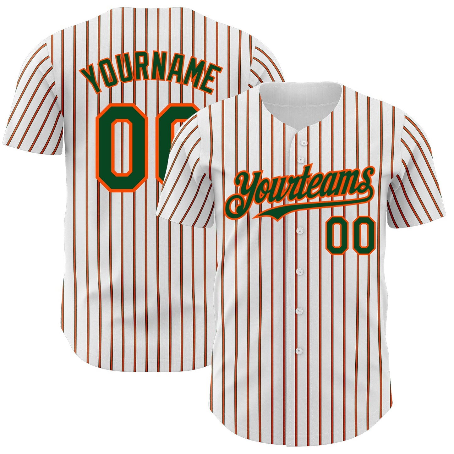 Custom White (Green Orange Pinstripe) Green-Orange Authentic Baseball Jersey - Sky-Custom