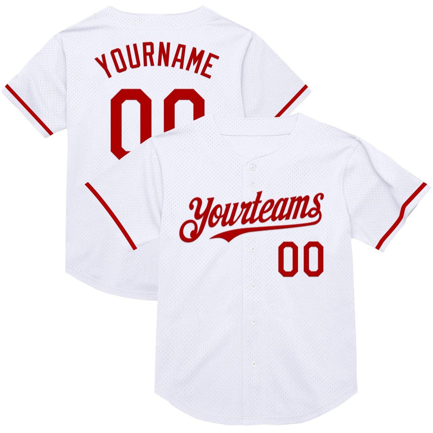 Custom White Red Mesh Authentic Throwback Baseball Jersey - Sky-Custom