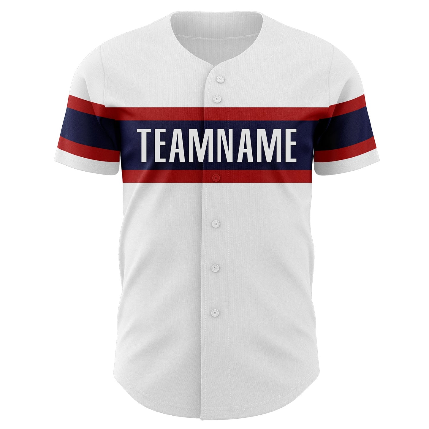 Custom White Navy-Red Authentic Baseball Jersey - Sky-Custom