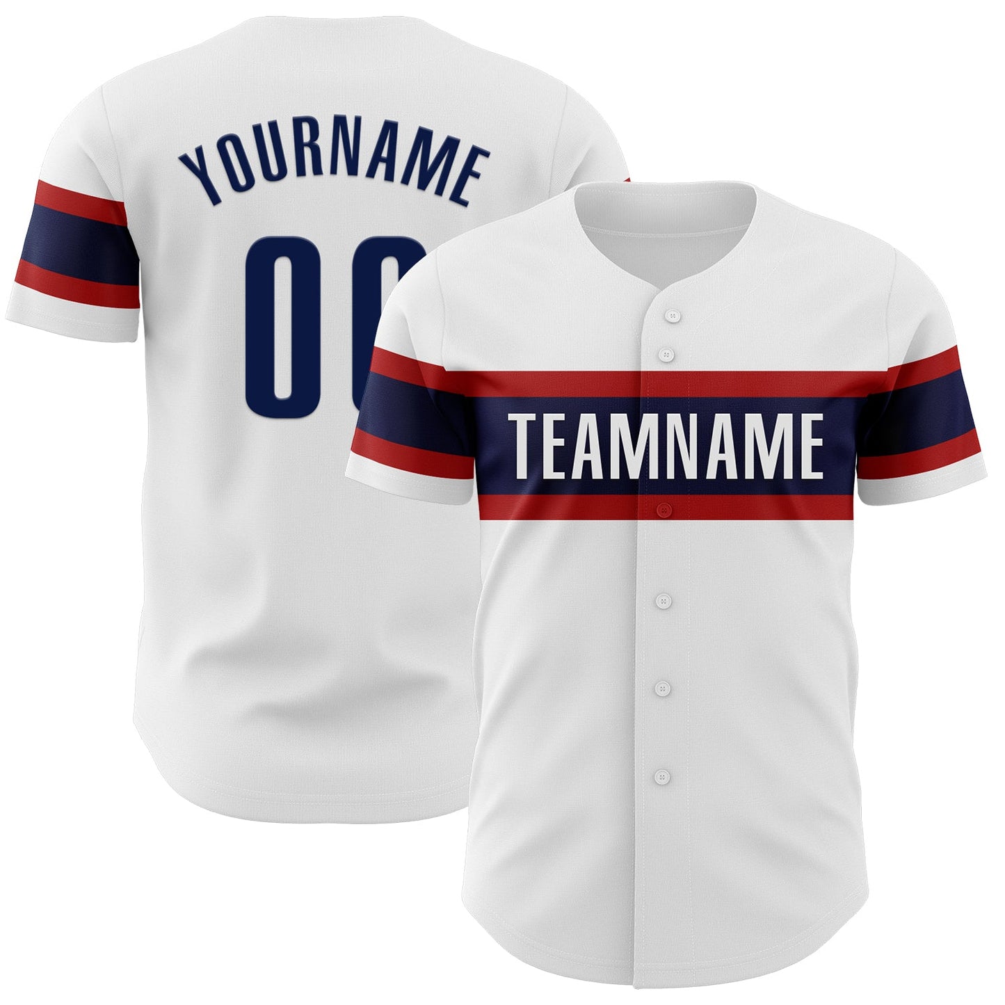 Custom White Navy-Red Authentic Baseball Jersey - Sky-Custom