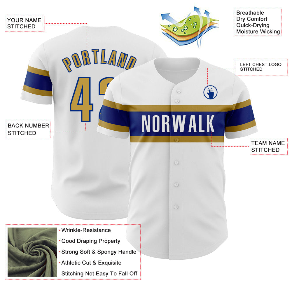 Custom White Old Gold-Royal Authentic Baseball Jersey - Sky-Custom